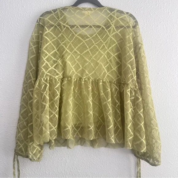 Anthropologie Maeve Sheer Babydoll Layering Top Size M Green - Picture 8 of 11